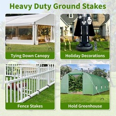 12 Inches Trampoline Wind Stakes, Heavy Duty U Stakes for Ground, 8-Pack Tram…