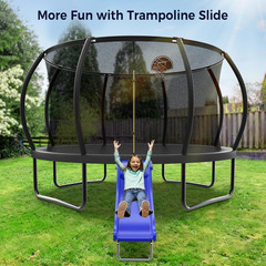Heavy Duty Plastic Trampoline Slide with Support Frame for 8-16FT, Safer Outdoor