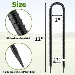 12 Inches Trampoline Wind Stakes, Heavy Duty U Stakes for Ground, 8-Pack Tram…