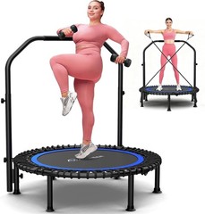 Indoor & Outdoor Mini Trampoline with Bar and Safety Padding – Max Load 550LBS