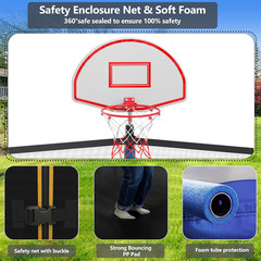 Lyromix Upgraded 16FT 15FT 14FT 12FT 10FT 8FT Trampoline Outdoor with Basketball