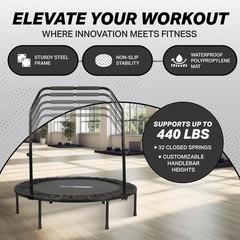 Foldable Mini Trampoline for Home Gym – Adjustable Handle, Heavy-Duty Frame, 440