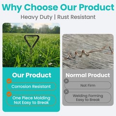 Heavy Duty Steel Corkscrew Stakes for Trampolines, Tents & Swing Sets + 4 Belts