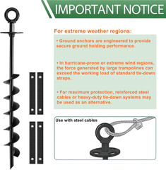 Ground Anchors Screw in – Heavy Duty Trampoline Anchors/Stakes for High Wind, 4