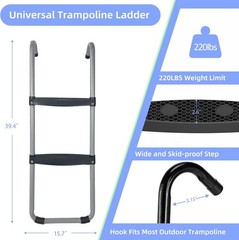 Trampoline Ladder, 2 Steps with Wide Steps, Trampoline Storage Bag, Universal…