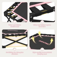 Foldable Mini Trampoline, 42” Rebounder Trampoline with Adjustable Foam Pink