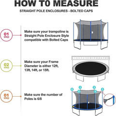 Trampoline Replacement Safety Net for 6 Straight Poles round Frame Trampolines,