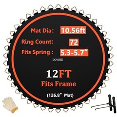 Trampoline Mat，10.56ft/126.8in Diameter Mat with 72 Rings,Fits 12FT Trampoline