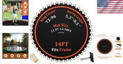 High-Strength 14ft Trampoline Mat – 88 Rings, 6.5″ Spring, Fade Resistant