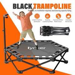 40″ Foldable Fitness Trampoline Adult Exercise 330lbs Capacity Adjustable Handle