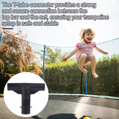 6Pcs T-Tube Connector for Trampoline Pole Covers, Black Plastic T-Connector Cap