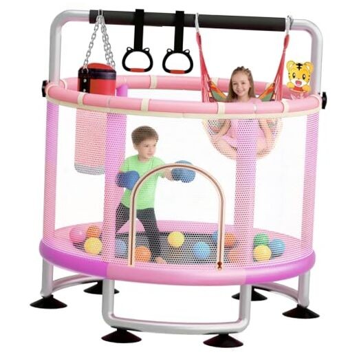 60″ Toddler Trampoline for Kids,5FT Kids Trampoline for Toddlers 1 light Purple
