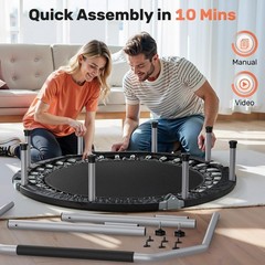 Fitness Rebounder with Adjustable Foam Handle, 330lbs Load