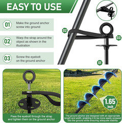 Ground Anchors Screw in – Heavy Duty Trampoline Anchors/Stakes for High Wind, 4