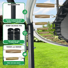 Polar Aurora 10FT 12FT 14FT 16FT Outdoor Trampoline with Safety Enclosure Net, T
