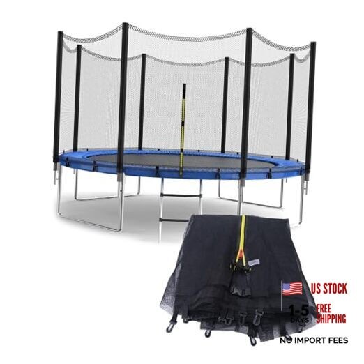 Trampoline Safety Net,4/4.6/6/8/10/12/13/14/16FT Garden 4 ft, 6 Poles Black