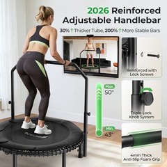 BT2 450/550LBS Mini Rebounder Trampoline for Adults with Bar, 40IN 40IN-BLACK