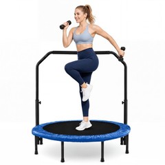 40″ Fitness Trampoline Rebounder with Adjustable Foam Handle for Home Workouts