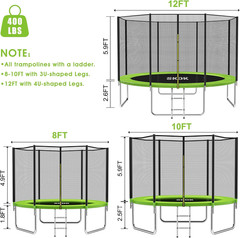 Trampoline for Kids,400Lbs Outdoor Trampoline with Net-Astm Approved Trampoline