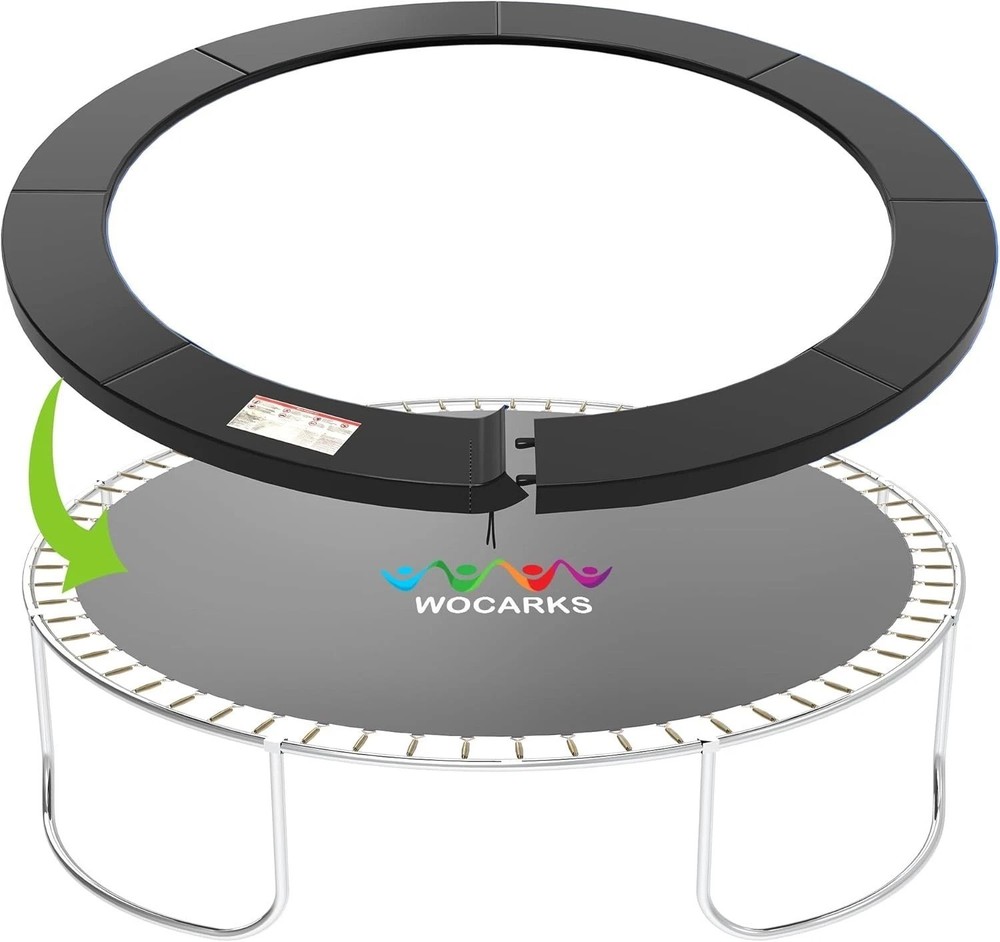 Tear-Resistant Trampoline Safety Pad for 10ft to 16ft – Black Round Cover