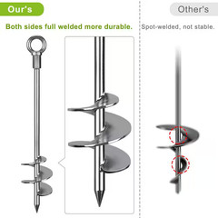 30 In. Ground Anchors Screw in with Chain, Heavy Duty Trampoline Stakes, 4-Piece