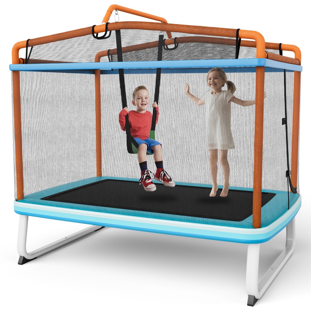 Topbuy 3-in-1 Kids Trampoline w/ Swing & Horizontal Bar 6FT Outdoor Indoor