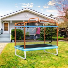 Topbuy 3-in-1 Kids Trampoline w/ Swing & Horizontal Bar 6FT Outdoor Indoor