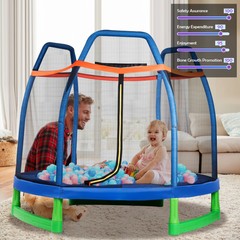 7FT Kids Trampoline W/Safety Enclosure Net Spring Pad Home Outdoor Heavy Duty