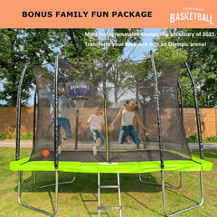 Trampoline Basketball Hoop Set with Adjustable Height, Balls & Pump Included