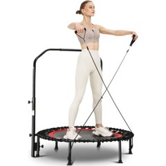 40″ Foldable Rebounder Trampoline for Adults w/Resistance Bands Indoor & Outdoor