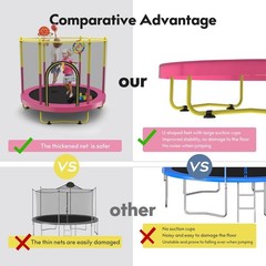 72″ Trampoline for Kids with Net Toddler Trampoline Basketball Hoop Dart Board