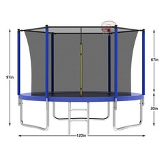 10ft Trampoline with Ladder Adults Kids Outdoor ASTM Approved Safety Trampolines