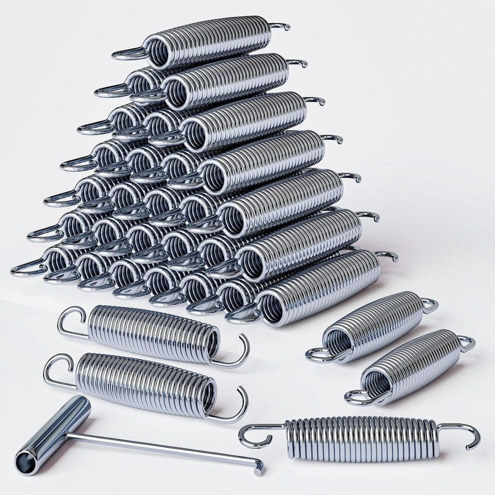Trampoline Springs Heavy Duty Stainless Steel Replacement,16-Pack with T-Hook an