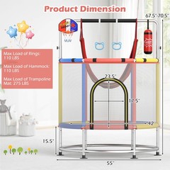 6-in-1 Kids Trampoline Combo 55″ Toddler Play Activity Center w/Hammock Red
