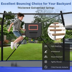 14ft Outdoor Trampoline with LED Lights and Basketball Hoop for Kids & Adults
