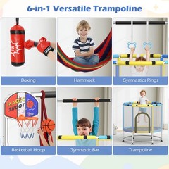 6-in-1 Kids Trampoline Combo 55″ Toddler Play Activity Center w/Hammock Navy