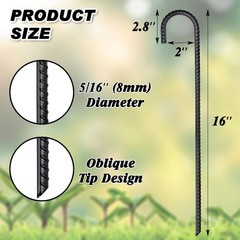 FEED GARDEN 16 Inch 8 Pack Rebar Stakes Heavy Duty J Hook, Galvanized Steel G…