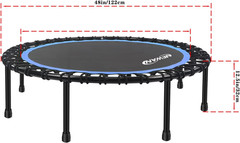 40″-48″ Silent Mini Trampoline Fitness Trampoline Bungee Rebounder Jumping Cardi
