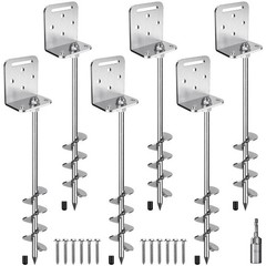 6 Pack 24″ Ground Anchors Screw Set with L Bracket