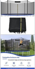 GYMAX Trampoline Safety Net Nylon Double Zippers 8-16 ft Black/Yellow