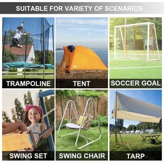 Set of 4 Heavy Duty Trampoline Stakes Corkscrew Anchor Kit with Belt Straps