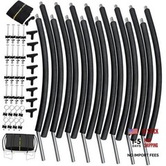 10Ft 8 Pcs Trampoline Curved Poles Replacement with Enclosure Net, Trampoline