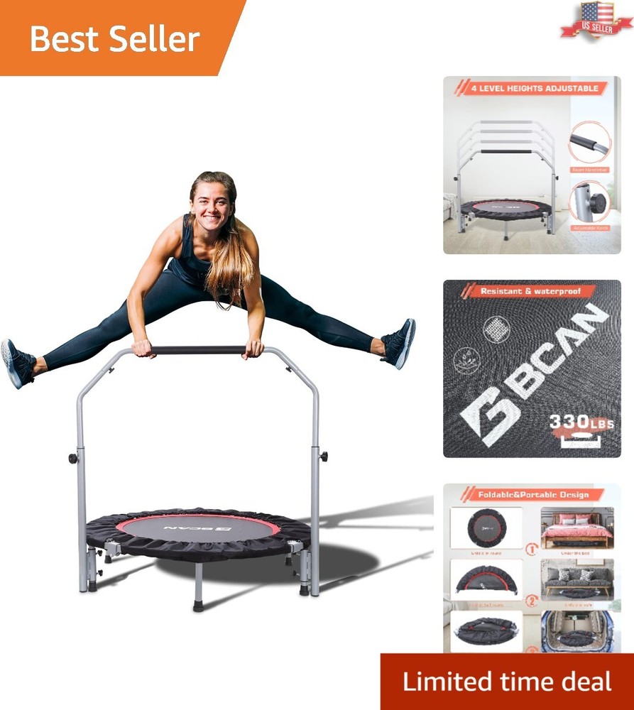 Indoor Exercise Trampoline – 40″ – Max Load 330lbs – Adjustable Foam Handle