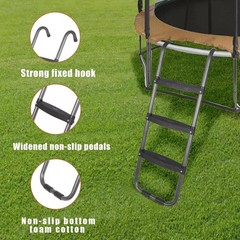 Trampoline Ladder 3-Step with Wide Steps, 220Lbs Capacity, UV Treated Steel