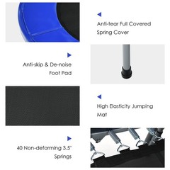Costway 50″ Trampoline for 2 People Foldable Rebouncer w/Adjustable Handrail