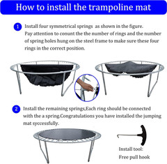 8FT Replacement Trampoline Mat – UV Protected, 42/48 Rings, Includes Hooks & Glo
