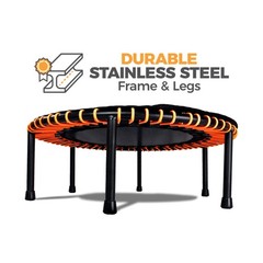 LEAPS & REBOUNDS 48″ Mini Fitness Trampoline & Rebounder Gym Equipment, Orange