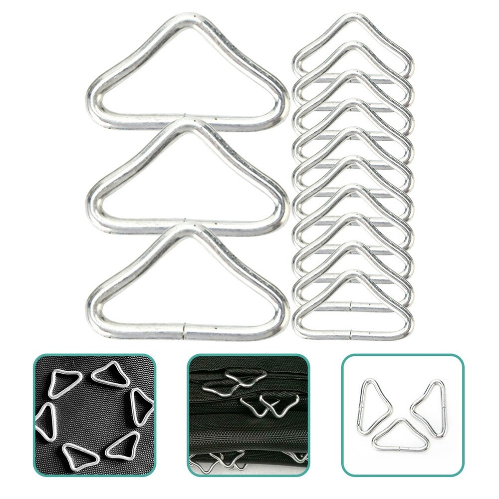 30Pcs Durable Zinc Steel Trampoline Buckles Portable Triangle Rings Outdoor Use