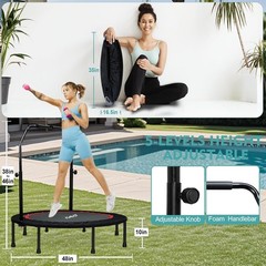 40″Foldable Fitness Rebounder Trampoline 5 Levels Height Adjustable Handle