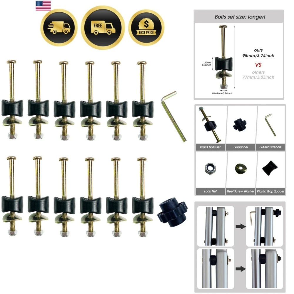 12 PCS Long Trampoline Screws and Bolts, Trampoline Bolts and Nuts, Trampolin…